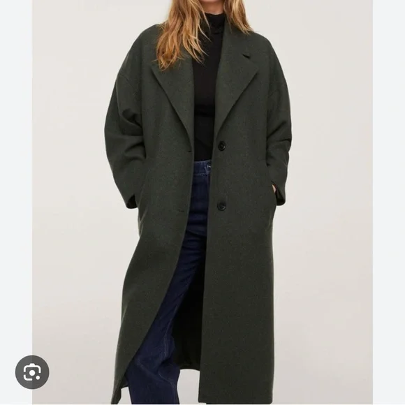 Mango Wool Coat Khaki XS - Picture 1 of 4